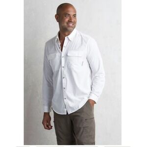 ExOfficio BugsAway Halo Shirt Men M White Vented Hiking Fishing Travel Gorpcore